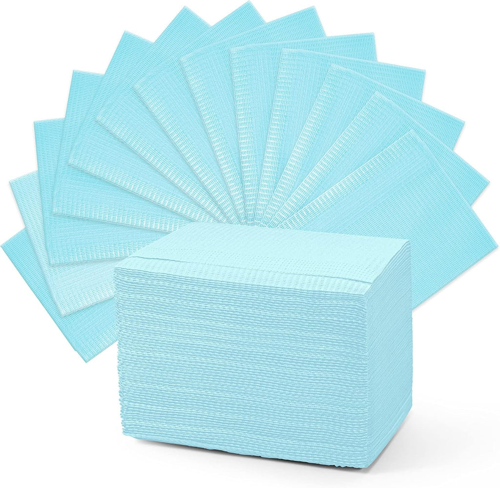 Disposable Dental Bibs Waterproof Dentist Napkins 60 PCS, 3 Ply Tattoo Bibs Tray Covers Patient Bib Lap Cloths 13" x 18" for Dental Clinic, Tattoo Staion and Salon - Light Blue