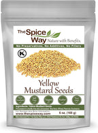 The Spice Way Yellow Mustard Seed - (6oz) whole seeds for Pickling and making ground mustard for cooking, resealable bag