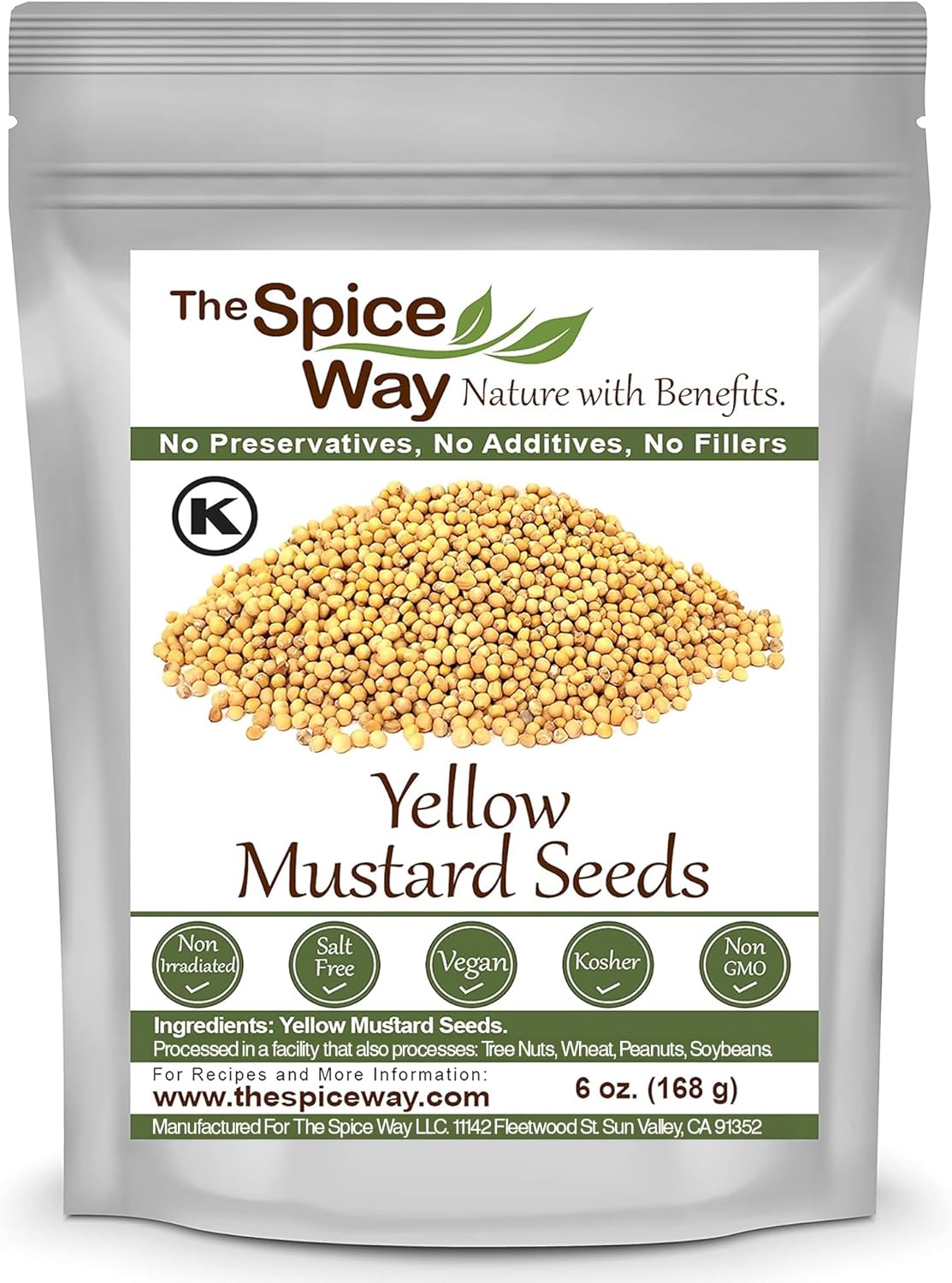 The Spice Way Yellow Mustard Seed - (6oz) whole seeds for Pickling and making ground mustard for cooking, resealable bag