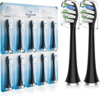 Toothbrush Replacement Heads Compatible with AquaSonic Black Series/Black Series pro/Vibe Series/Duo Series pro Electric Toothbrush, Medium Bristles, Balck, 10 Pack