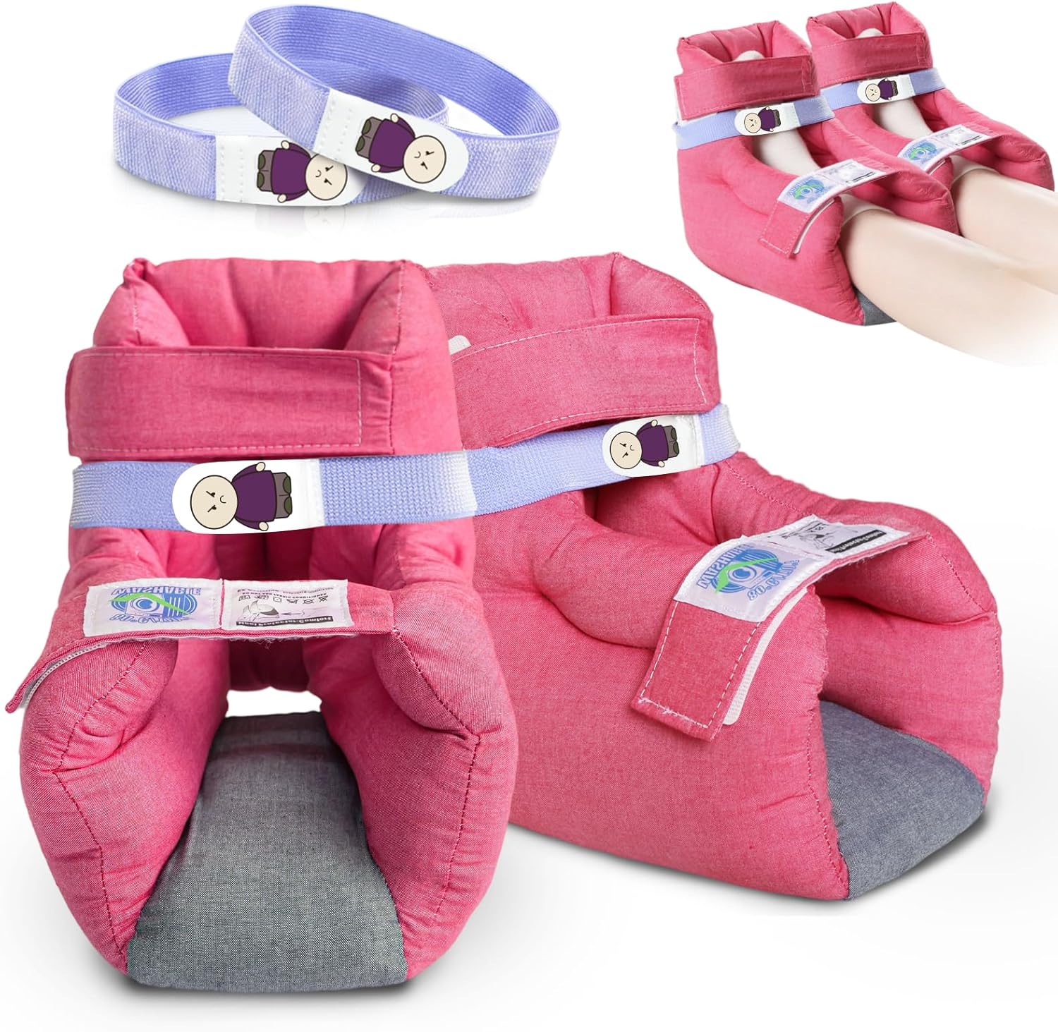 EZ Assistive 2pcs Heel Protector Cushion Foot Pillow Remove Pressure and Bedsores, Heel Protectors for Pressure Sores for Heal Protection, Red