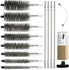 50 in Pipe Cleaning Brush Set with Stainless Steel Bristles, Wire Brush with 4pcs Stainless Steel Spring Flexible Rods, Stainless Steel Pipe Brush 8pcs for Auto Parts, Bottles, Tubes.