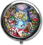 Little Princess Custom Round Silver Pill Box Pocket 2.1 inches Medicine Tablet Holder Organizer Case