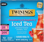 Twinings, Tea Iced Herbal Strawberry Raspberry, 72 Count