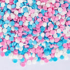 Edible Pastel Sprinkles for Cake Decorating,Pink Blue White Round Confetti Sprinkle,Princess Sugar Sprinkle Circular Candy for Cake Baking,Cupcake Cookie Donut Desserts Decorations,Gender Reveal Baby Shower Birthday Party Supplies