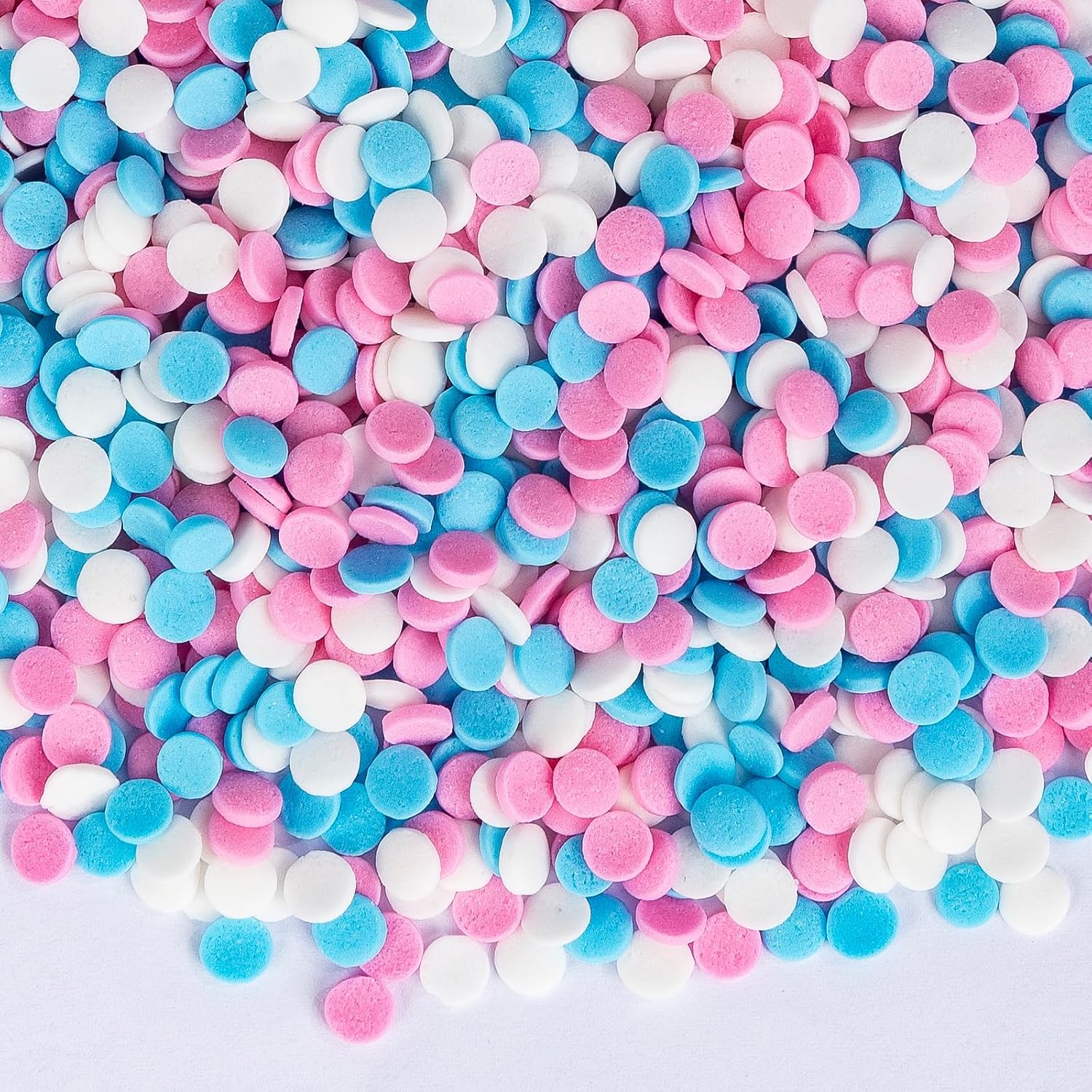 Edible Pastel Sprinkles for Cake Decorating,Pink Blue White Round Confetti Sprinkle,Princess Sugar Sprinkle Circular Candy for Cake Baking,Cupcake Cookie Donut Desserts Decorations,Gender Reveal Baby Shower Birthday Party Supplies