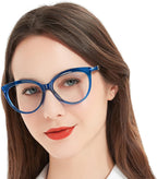 MARE AZZURO Oversized Round Reading Glasses Women Designer Reader 1.00 1.25 1.50 1.75 2.00 2.25 2.50 2.75 3.00 3.50 (Blue, 2.25)