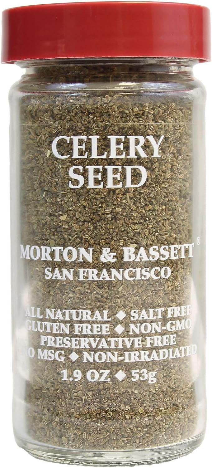 Morton & Bassett Celery Seed, 1.9 oz – Non-GMO, Salt-Free, Aromatic and Pungent Spice for Pickling, Soups & Salads
