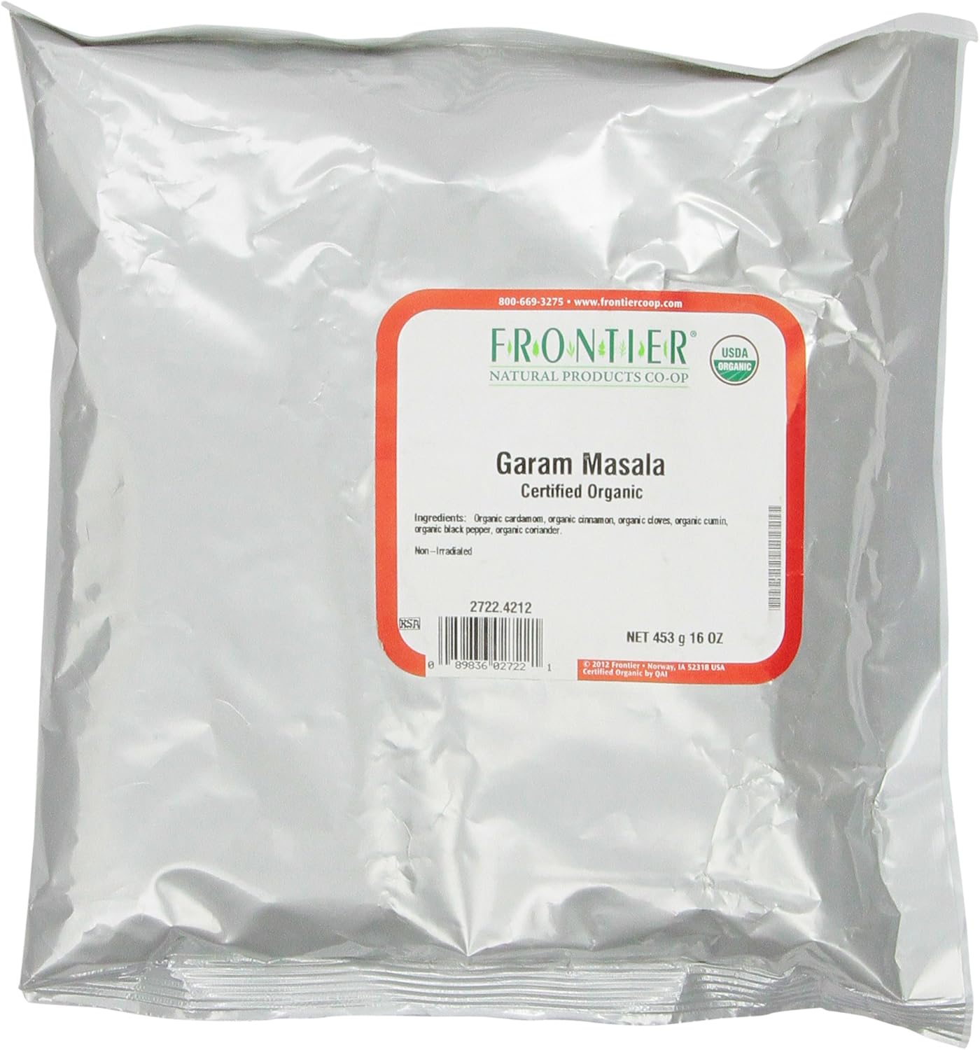 Frontier Co-op Organic Garam Masala, 1-pound Bulk Bag, Northern Indian Spice Blend, Richly Spicy But Not Hot, Kosher, Non ETO