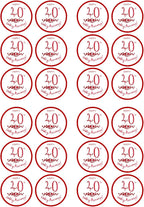 Ruby Wedding Edible Cupcake Toppers, 40th Anniversary Decorations for Cake Decorating, Happy Anniversary Cake Topper for Parties + Celebrations, 24 x 4cm / 1.5 inch Wafer Card Discs