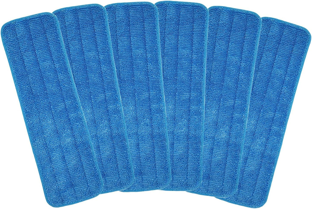 Microfiber Mop Pad 18" Inch for Wet Dry Mops Floor Cleaning Pads Reusable Compatible with Bona Floor Care System (6 Pack)