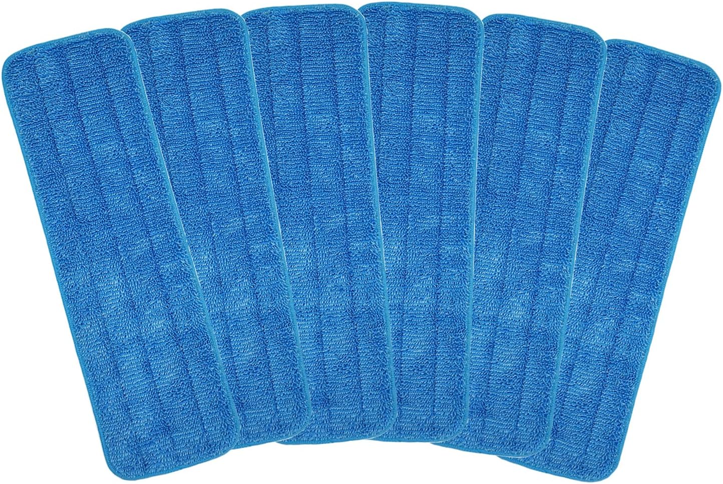 Microfiber Mop Pad 18" Inch for Wet Dry Mops Floor Cleaning Pads Reusable Compatible with Bona Floor Care System (6 Pack)
