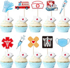 Rsstarxi 40 Pack Doctors' Day Cupcake Toppers Ambulance Emergency Surgery Cupcake Picks for Medical School Graduation Nurses Doctors Day Party Cake Decorations Supplies
