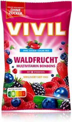 VIVIL Forest Fruit Hard Candies with 8 Vitamins, Sugar-Free & Vegan, Gluten-Free Fruit Candy, 120 g (4.23 oz)