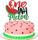 Rsstarxi 1 Pack Watermelon 1st Birthday Cake Topper Glitter One in a Melon Cake Pick for Summer Fruit Watermelon Themed First Birthday Baby Shower Kids 1st Birthday Party Cake Decorations