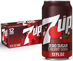 7UP Cherry Zero Sugar Soda, 12 fl oz cans, 12 pack