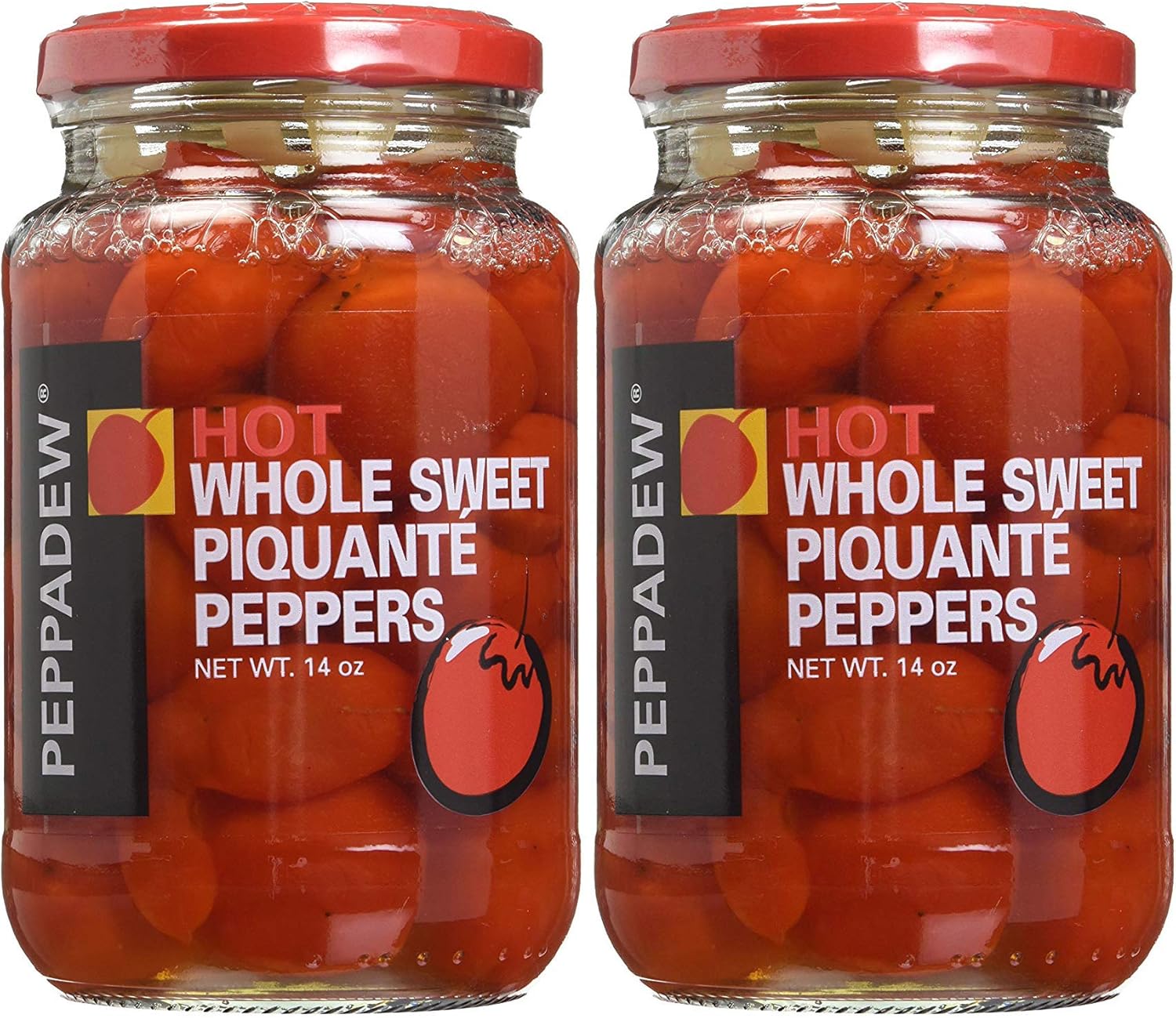 Peppadew® Sweet & Spicy Juanita Piquante Peppers, 14 Ounce (400g) HOT, Whole – Gluten Free & Vegan, [Pack of 2]