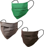 Touchstone filter pocket double layer cotton fabric face mask Reusable Machine Washable for men, women. (Pack of 3). Green Grey Black