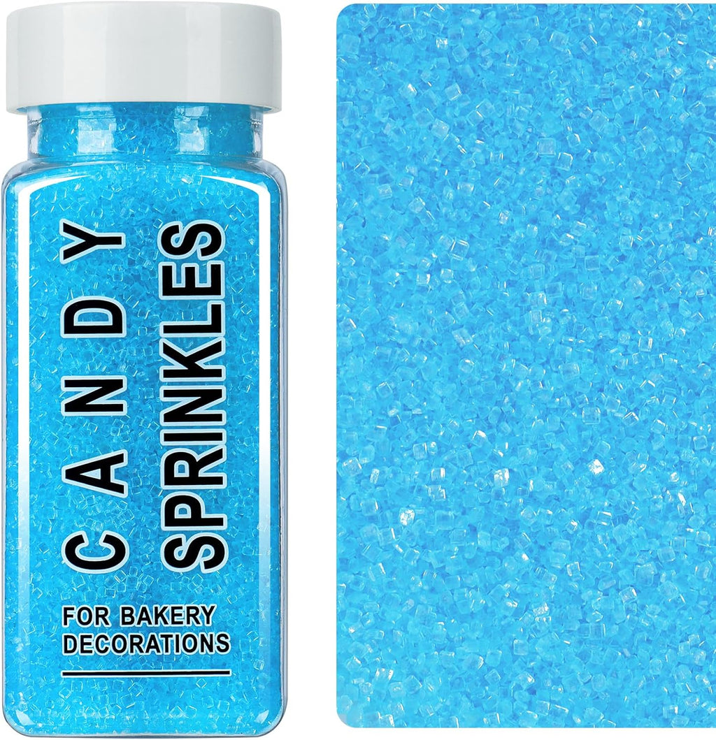 Blue Sprinkles, Light Blue Sanding Sugar Crystals, 4.6 oz Edible Sparkling Sugar for Baking Topping, Cupcakes, Cookies, Ice Cream & Cake Decorating, Wedding Shower Party Christmas Supplies