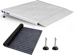 Threshold Ramp for Wheelchairs, 3.4-7.1" Rise and 36"×36" Platform Aluminum Wheelchair Ramp, Door Threshold Ramps with a Non-Slip Thick Door Mat