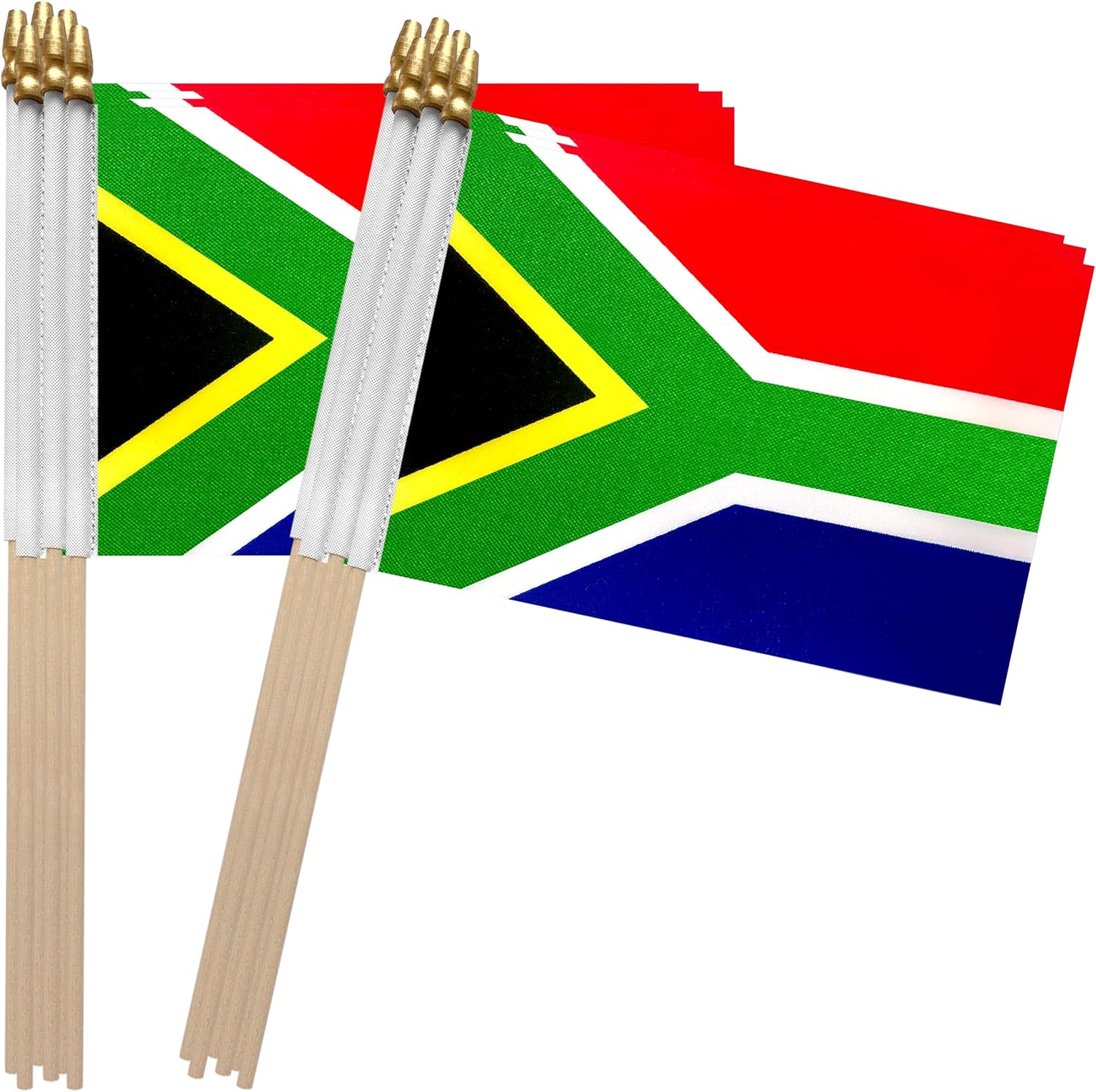 TSMD South Africa Stick Flag South African Small Mini Hand Held Flags,5x8 Inch,12 Pack