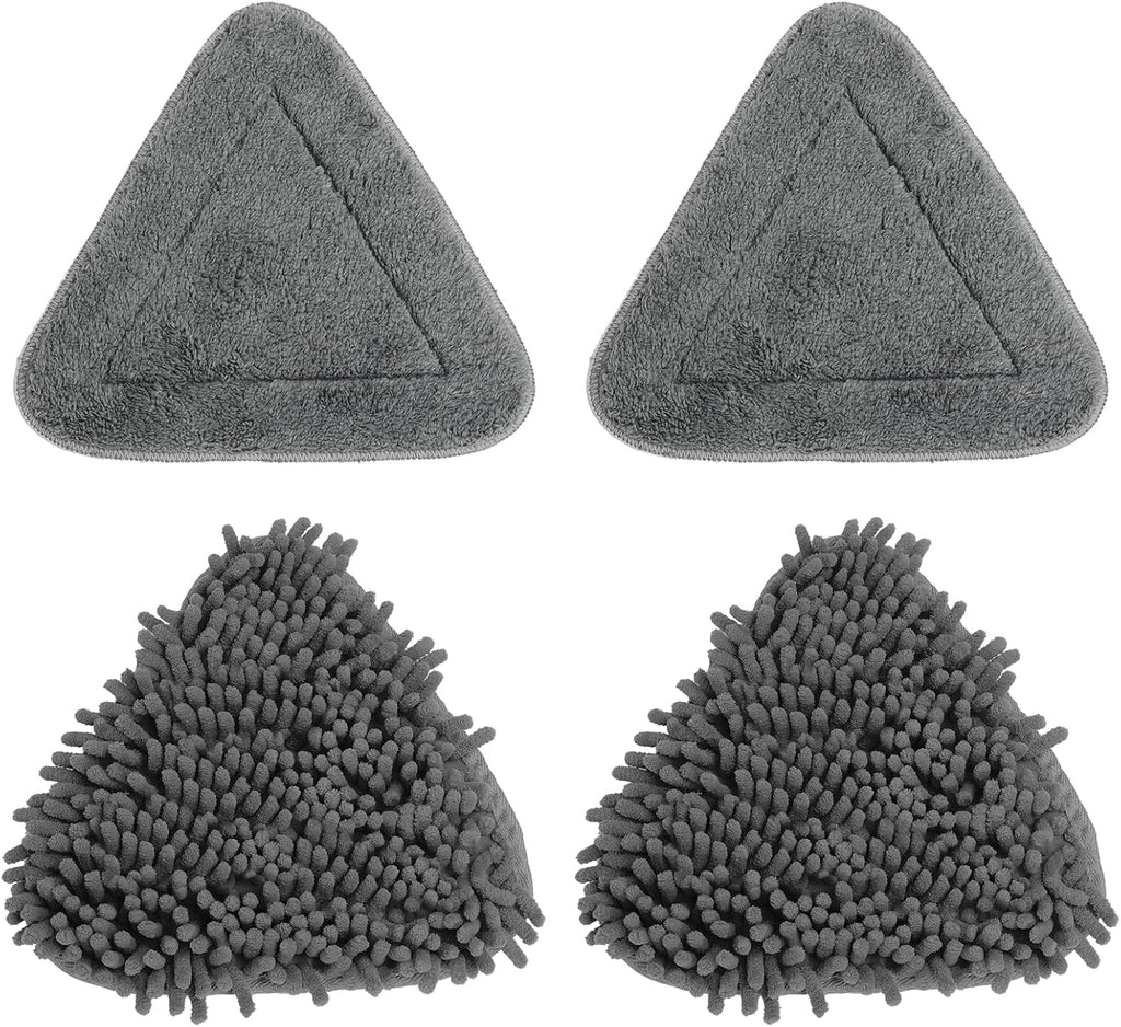 Triangle Mop Pads Replacement – 4 Pack (2 Microfiber & 2 Chenille) – Compatible with Most Triangle Mops – Reusable & Washable Mop Refills