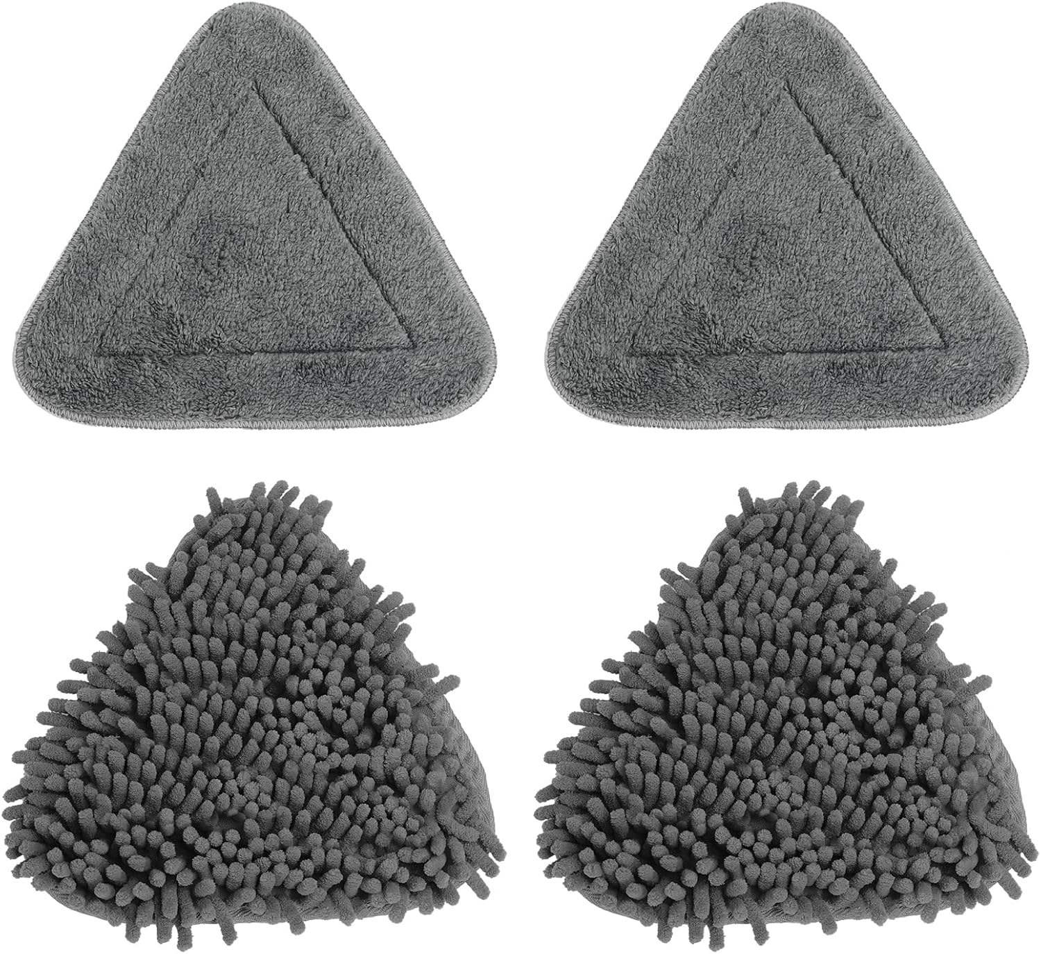 Triangle Mop Pads Replacement – 4 Pack (2 Microfiber & 2 Chenille) – Compatible with Most Triangle Mops – Reusable & Washable Mop Refills