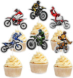 18pcs Dirt Bike Cupcake Toppers,Motocross Motorcycle Racing Car Cupcake Picks, Extreme Sports Racing Themed Birthday Party Decorations