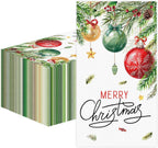 100 PCS Christmas Paper Napkins, Disposable Xmas Ornament Bathroom Guest Hand Towels Holiday Dinner Napkins Decorative for Winter Kitchen Birthday Wedding Decoration (Christmas)