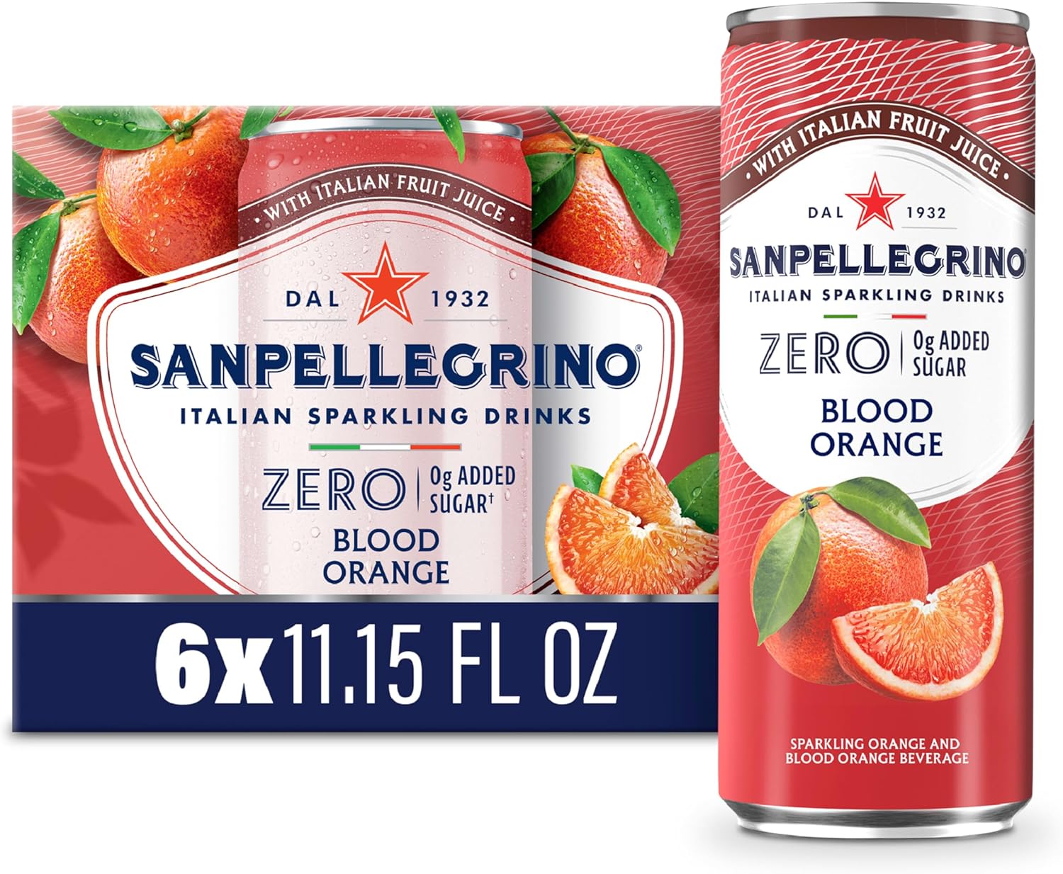 Sanpellegrino Italian Sparkling Drink, Blood Orange, 6 Cans