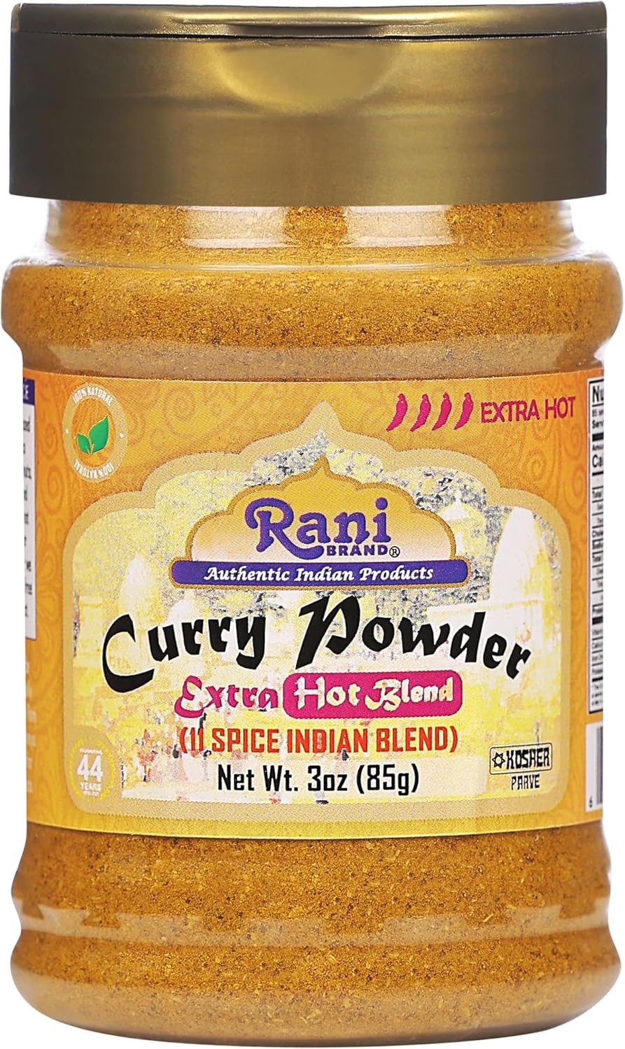 Rani Curry Powder EXTRA HOT (11-Spice Authentic Indian Blend) 3oz (85g) PET Jar ~ All Natural | Salt-Free | Vegan | No Colors | Gluten Friendly | NON-GMO | Kosher | Indian Origin