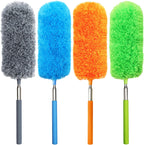 4 Pack Small Microfiber Feather Duster, with 13" to 30" Extendable Pole, Microfiber Head, Cleaning Tool for Cleaning Office, Car, Computer, Furniture, Sofa (Orange/Blue/Green/Gray)