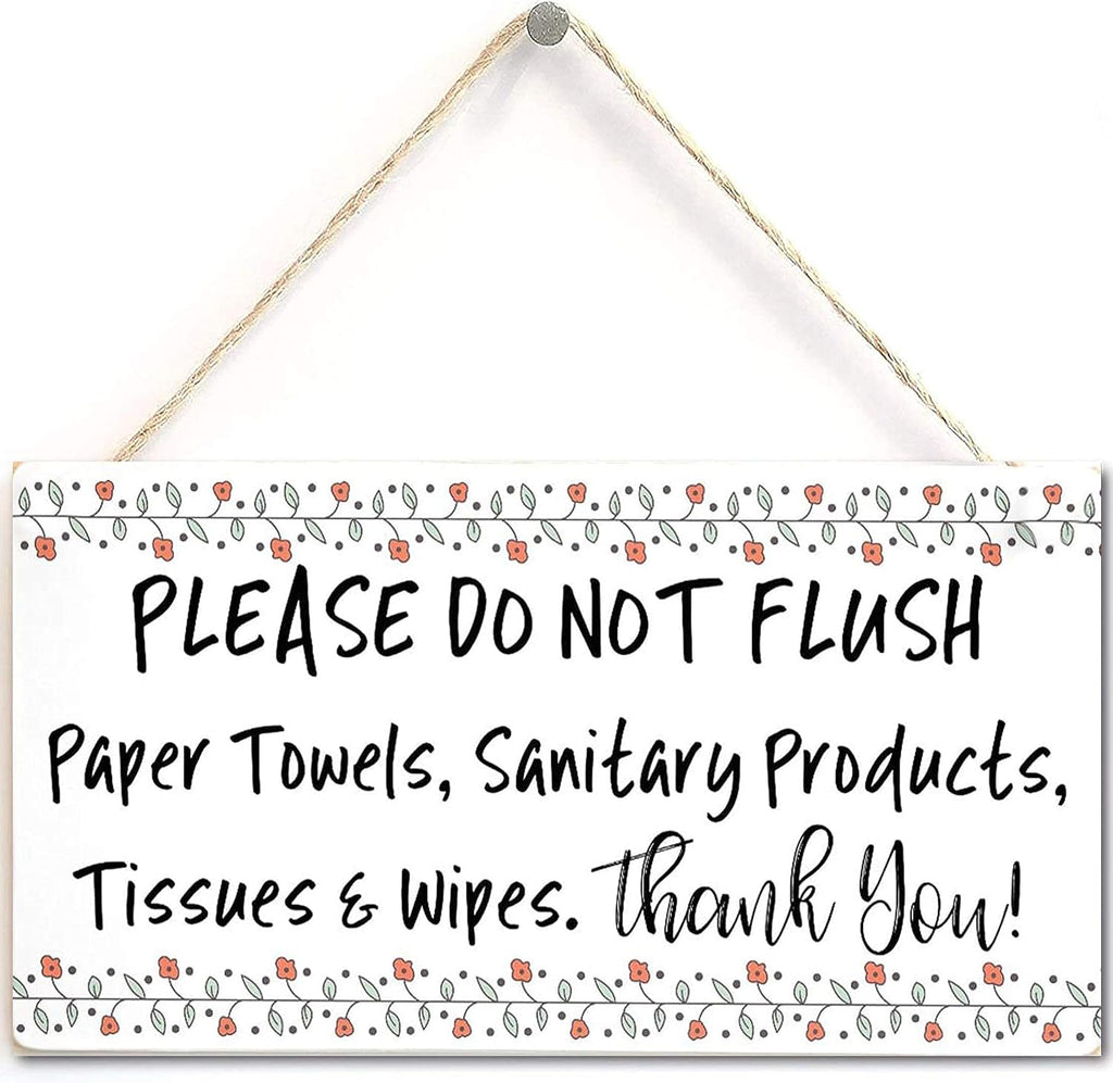 Please DO NOT Flush Paper Towels, Sanitary Products, Tissues & Wipes. Thank You! - Functional Sign for Bathroom Or WC Using A Septic Tank System (US-G048)