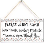 Please DO NOT Flush Paper Towels, Sanitary Products, Tissues & Wipes. Thank You! - Functional Sign for Bathroom Or WC Using A Septic Tank System (US-G048)