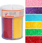 KASVAN Edible Sanding Sugar Sprinkles, 9.2oz Rainbow Sugar Sprinkles, 6 Colors Pink Blue Purple Yellow Green Red, Sparkling Crystals for Cake, Cupcakes, Cookies & Desserts