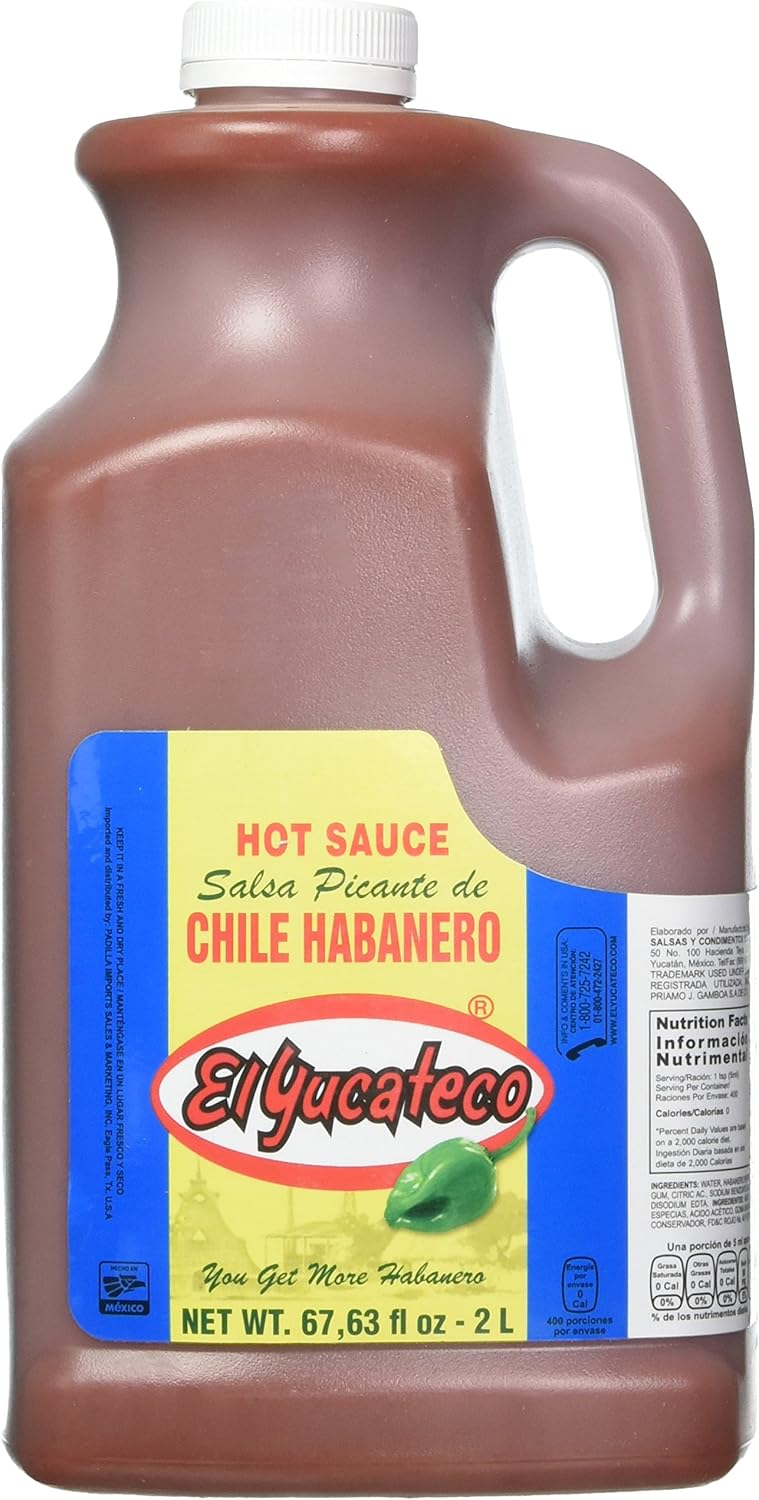El Yucateco Red Habanero Hot Sauce - 68 oz. - Half Gallon | Authentic Mexican Hot Sauce | Bold, Spicy & Flavorful | Professional Foodservice Bottle