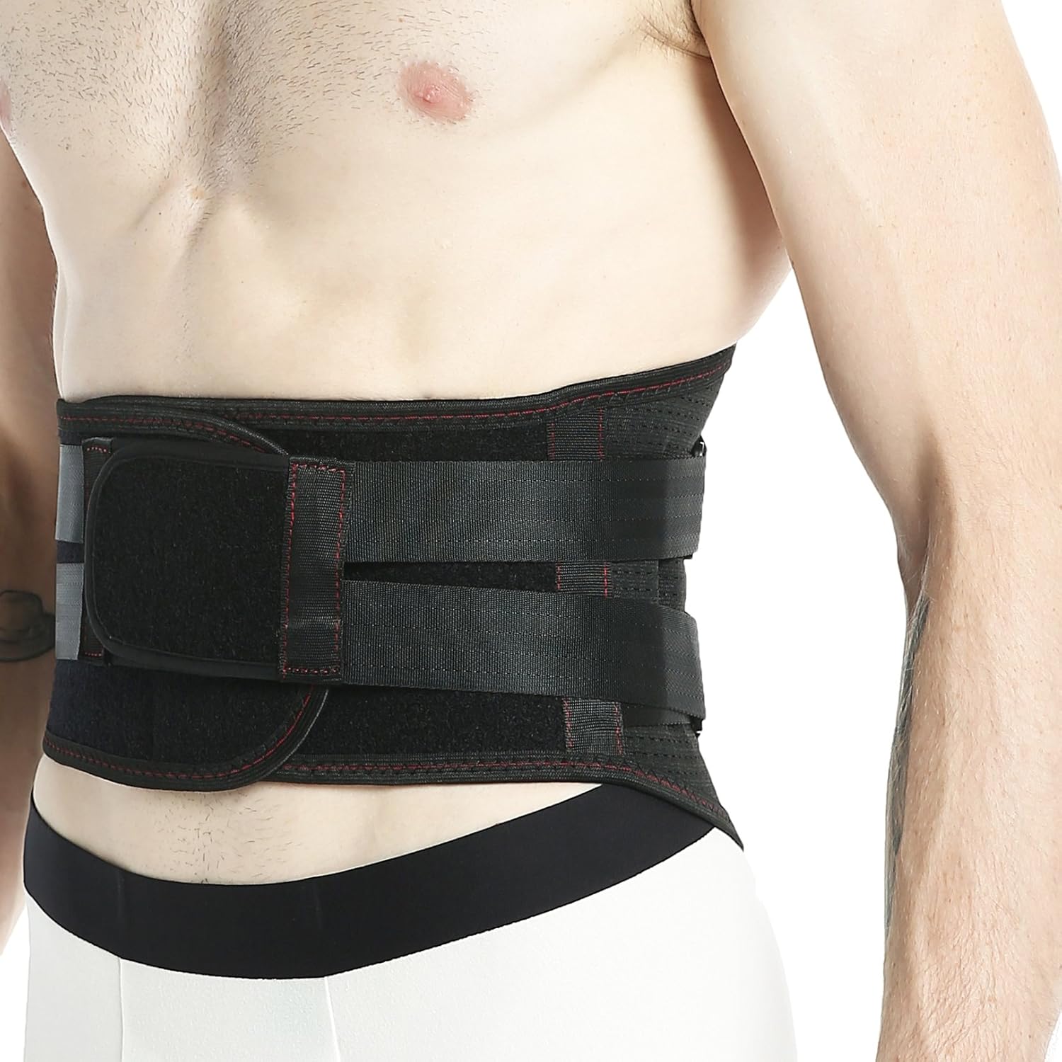NeoTech Care Back Belt Support for Men or Women - Breathable & Adjustable Lower Back Brace - Double Pull Compression Straps (Black, Size M)