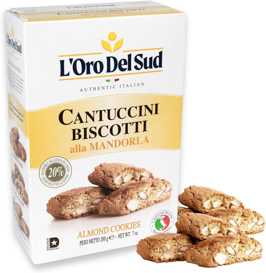 Traditional Almond Biscotti, Cantuccini d'Abruzzo, Italian Cookies made with real quality ingredients, 200 G, 7 oz, L'Oro del Sud