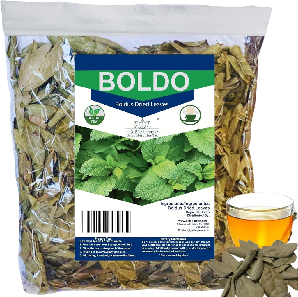 Gabio Green Boldo Dried Leaves, (3oz/85 GR) whole Boldo Leaf, 100% Natural Detox, Hojas De Boldo, Peumus Boldus Herbal Tea, Boldo Tea, Packaged in The USA (3oz)