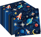 Outer Space Party Napkins, 40PCS Outer Space Napkins Disposable, Astronaut Partys Supplies Birthday Decorations, Rocket Ship Party Dinner Paper Napkins for Wedding, Theme Partys, Birthday, 6.5" x 6.5"