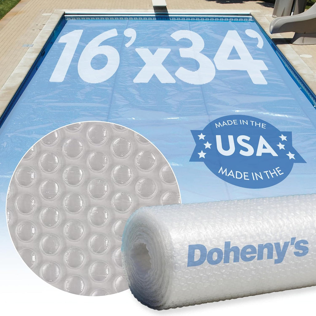 Doheny's Clear-Tek Micro Bubble Solar Pool Cover for In-Ground Swimming Pools | Increase Solar Energy Absorption, Retain Heat, Reduce Evaporation, Reduce Heat Loss & Save, 16x34 ft Clear 3200