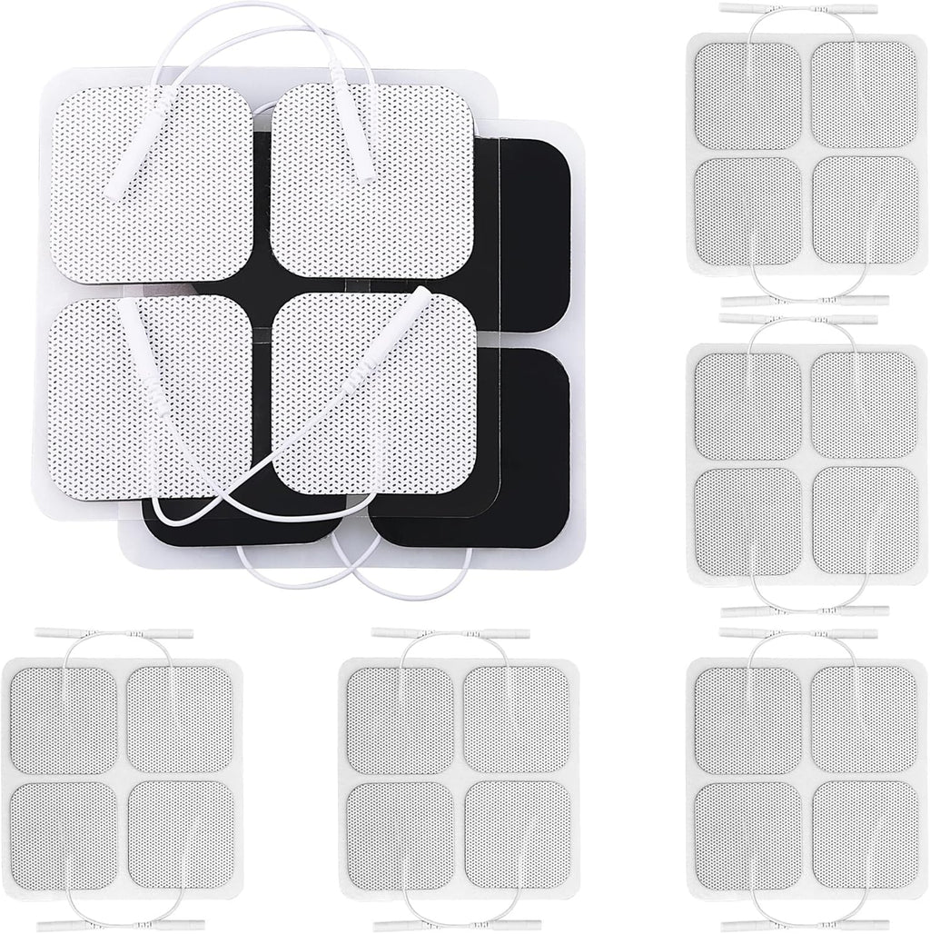 TENS Unit Electrode Pads, 20PCS 2"x2" Adhesive Electrodes Pads, TENS Unit Pads Replacement with Plug 2.0 mm for TENS Machine, Reusable and Latex-Free