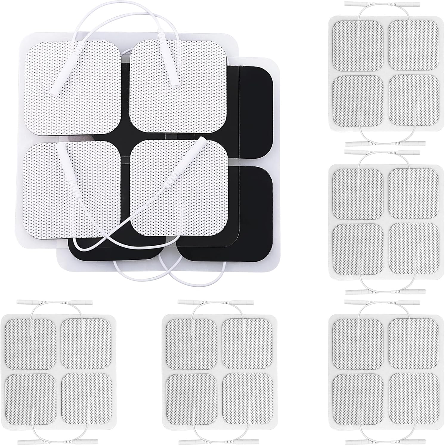 TENS Unit Electrode Pads, 20PCS 2"x2" Adhesive Electrodes Pads, TENS Unit Pads Replacement with Plug 2.0 mm for TENS Machine, Reusable and Latex-Free