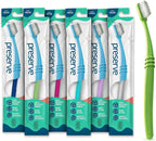 Preserve Eco Friendly Adult Toothbrushes, BPA Free, Made in The USA from Recycled Plastic, Lightweight Toothbrush in Travel Pouch, Medium Bristles Tooth Brush, Colors Vary, 6 Pack