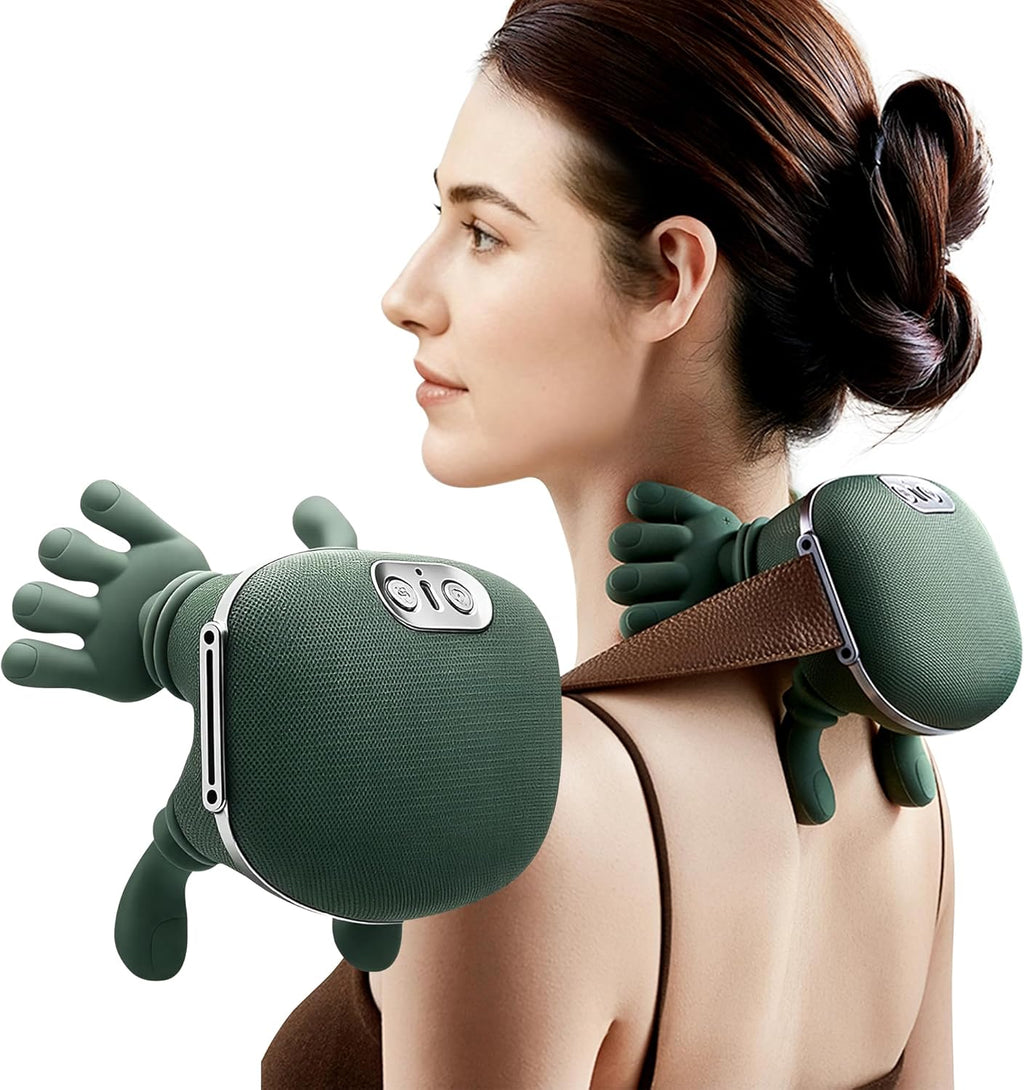Neck Massager with Heat for Pain Relief Deep Tissue Cordless Neck and Shoulder Massager with Heat and Fingers Bionic Hand Electric Cervical Back Massagers– Use 5V/2A Standard USB Charger Only