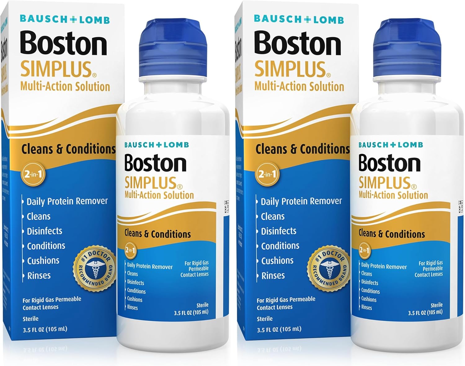 Boston Simplus Contact Lens Solution, for Gas Permeable Contact Lenses, 3.5 Fl Oz (Pack of 2)
