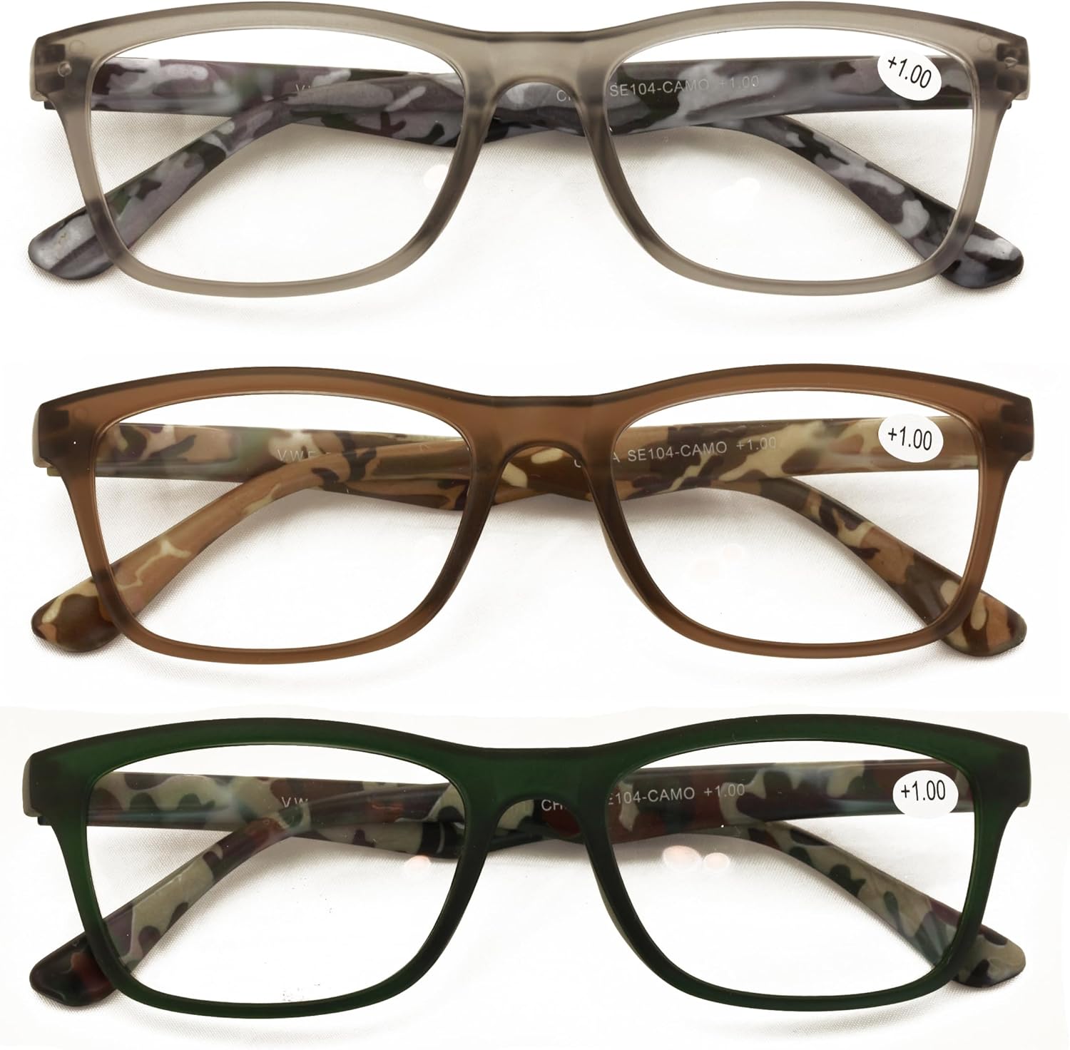 V.W.E. 3 Pairs Comfortable Simple Reading Glasses - Clear Lens Readers - Spring Hinge
