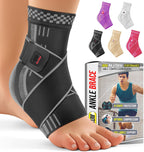 BLITZU Ankle Brace for Women, Men, Plantar Fasciitis Relief, Achilles Tendonitis Brace for Sprained Foot, Ankle Compression Sleeve with Strap Black XL