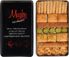 Mughe Gourmet Assorted Baklava Gift Box, 600g (1.32lb) - Authentic Turkish Pastry Tin with Pistachio, Walnut, Cashew and Hazelnut - Halal, Vegetarian Mediterranean Sweets for Birthdays, Christmas and Special Occasions