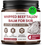 RICHGRAND Beef Tallow for Skin - Whipped Tallow and Honey Balm - Grass Fed Beef Tallow for Face, Daily Moisturizer & Body Butter - Natural Non Comedogenic Skincare (4.3 oz)